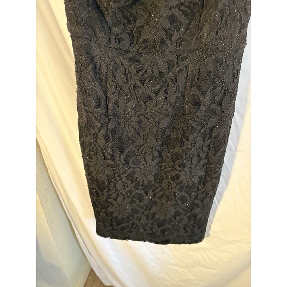 City Triangles Off The Shoulder Black Lace Lined Jewel W/pearls Style S/3 Dress - Picture 6 of 7